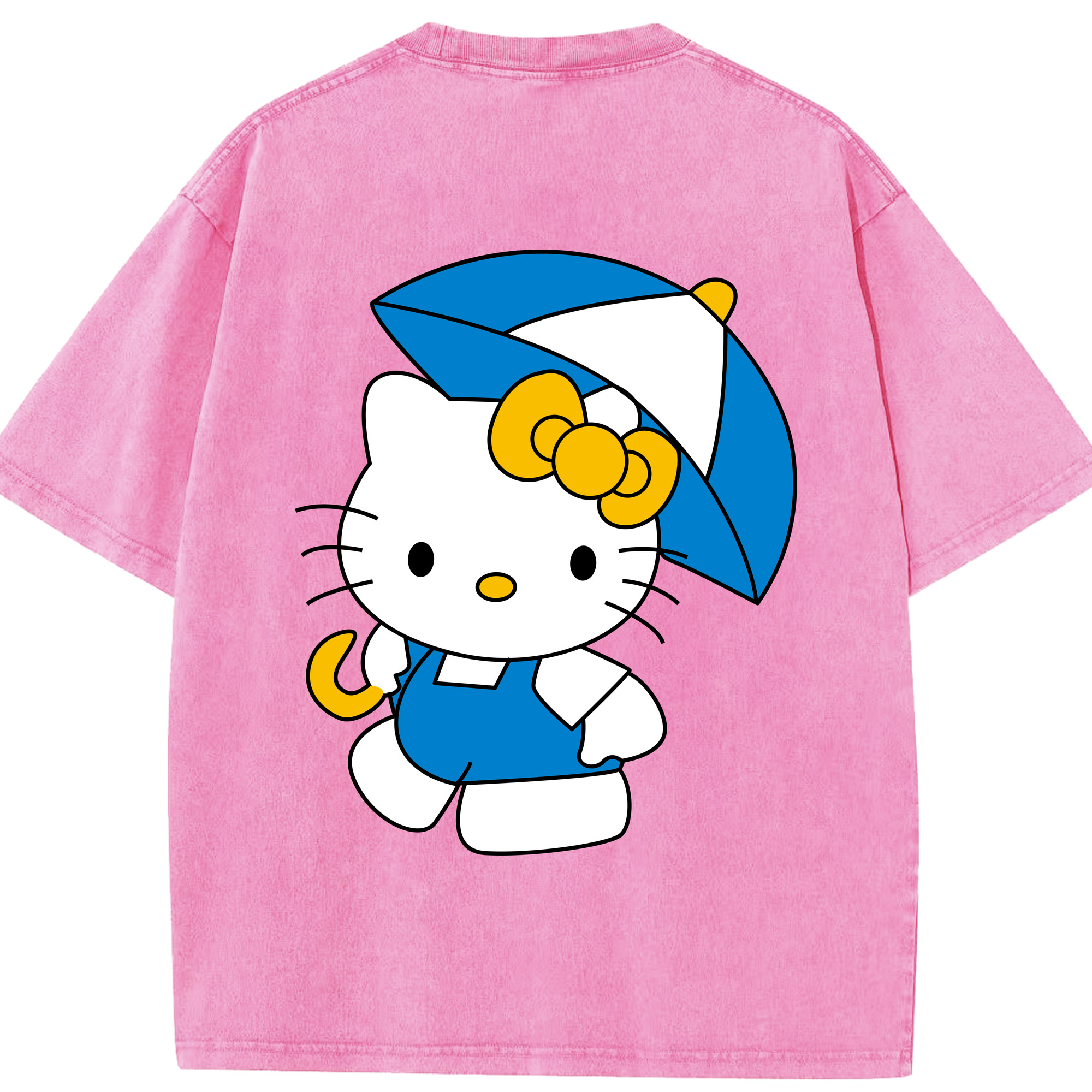 （画像用） Hello Kitty ハローキティ 綿100% ヴィンテージ風 半袖Tシャツ（背面プリント）